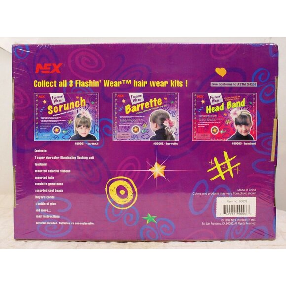 Vtg 1999 NEX Flashin' Wear Head Band Kit Maker Light Up New Glowing 90003 Girls - Picture 3 of 6